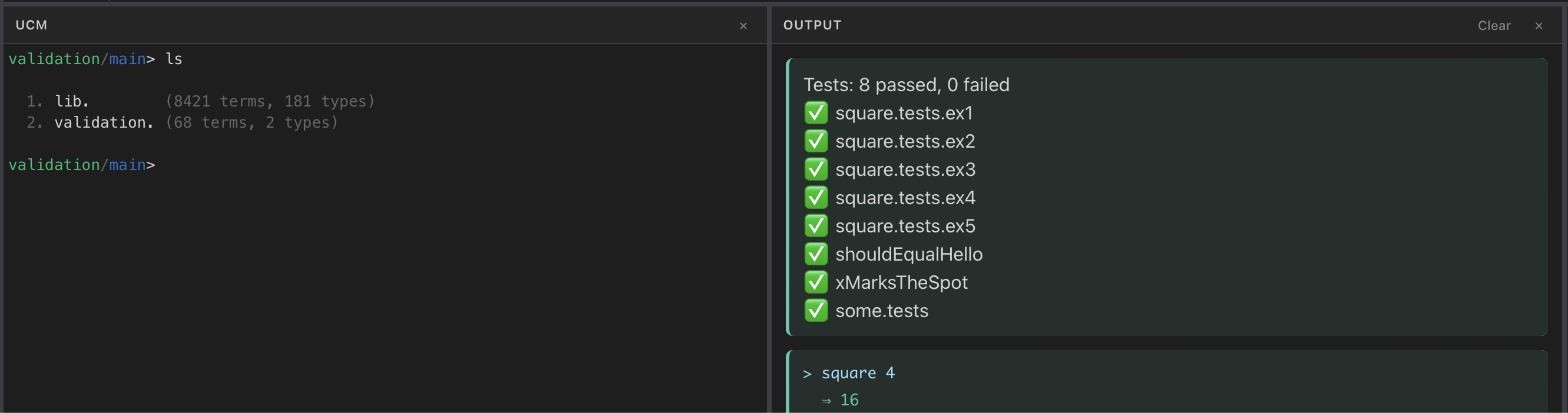 Bottom Panel with UCM and Output
